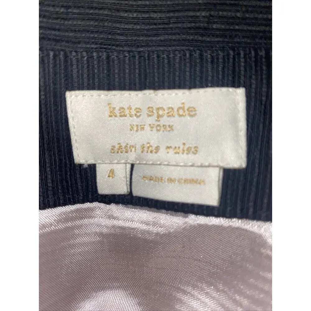 Kate Spade Black Classsic Skirt Paper Bag Top Textured Size 4 Gold Zipper